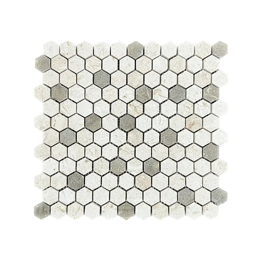Hexagon Myra Limestone - Rustic Green Brushed Marble Mosaic Tile