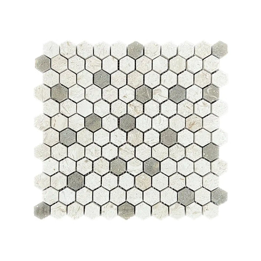 Hexagon Myra Limestone - Rustic Green Brushed Marble Mosaic Tile