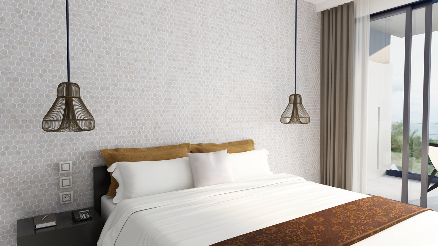 1 Inch Hexagon Golden Tumbled Marble Mosaic Tile