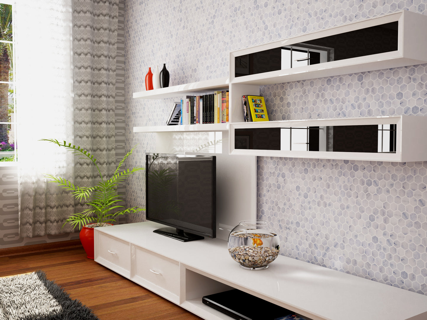 Hexagon Carrara Tumbled Marble Mosaic Tile