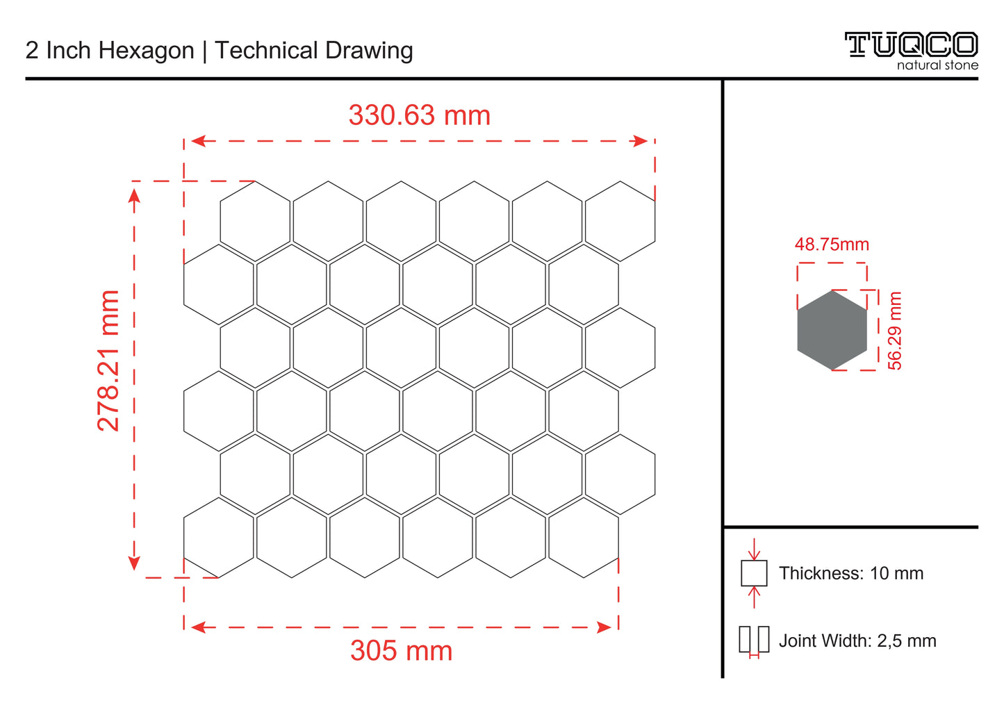 2 Inch Hexagon Valencia Honed Traverten Mosaic Tiles