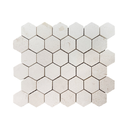 Myra Limestone 2 Inch Hexagon Honed Marble Mosaic Tile