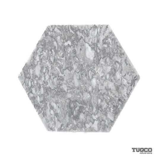 Hexagon Silver Honed Marble Mosaic Tiles