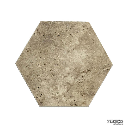Hexagon Valencia Honed Travertine Mosaic Tiles