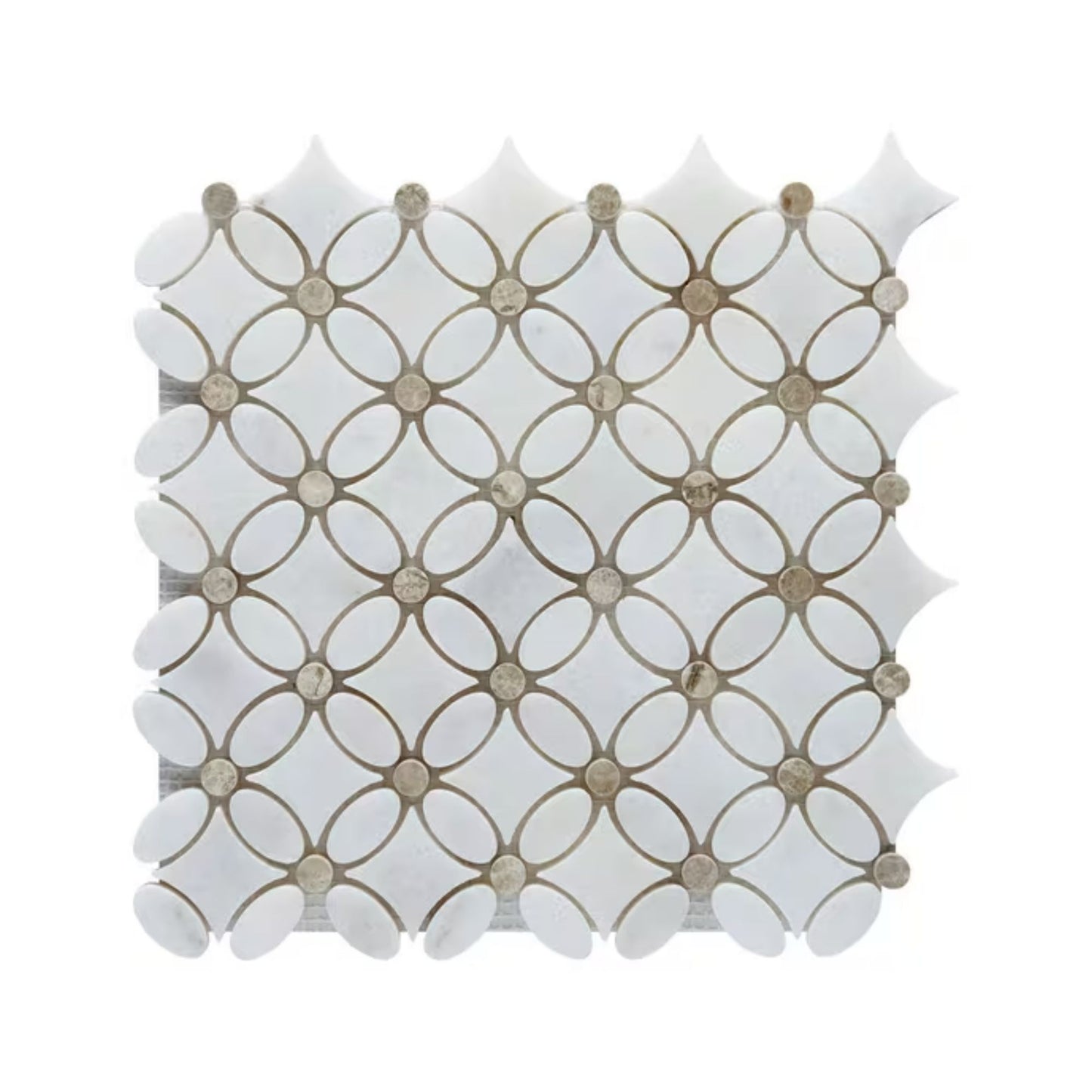 Flower White- Silver Shadow Polished Marble Mosaic Tiles