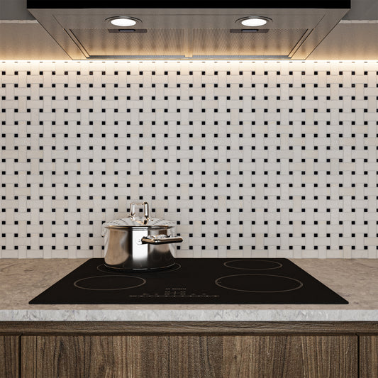 Dolomite - Nero Marquina Polished Marble Basket Weave Mosaic Tile
