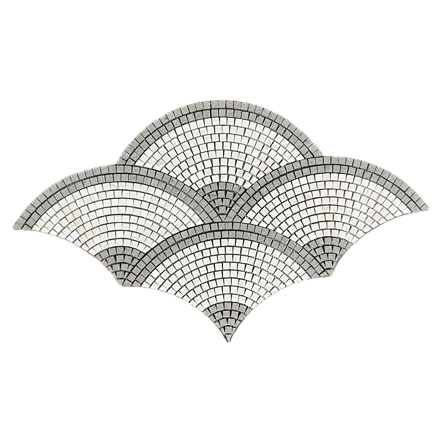 Rustic Green - Creamy Beige Outline Fan / Scallop Honed Limestone Mosaic Tile UK