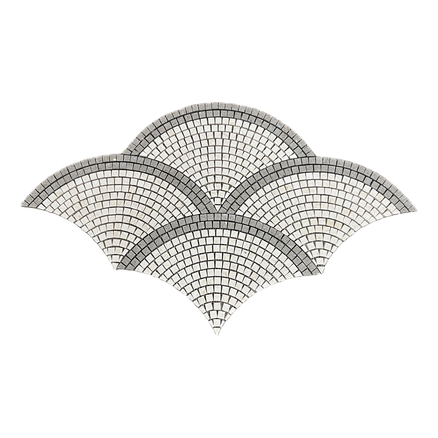 Creamy Beige - Rustic Green Fan / Scallop Honed Limestone Mosaic Tile UK