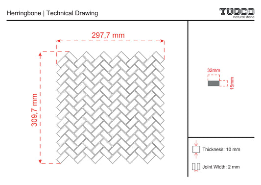 Herringbone Golden Honed Marble Mosaic Tiles