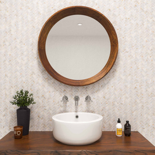 Herringbone Golden Tumbled Marble Mosaic Tiles