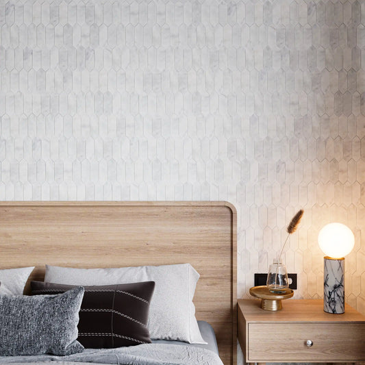 Picket Carrara Honed Marble Mosaic Tiles