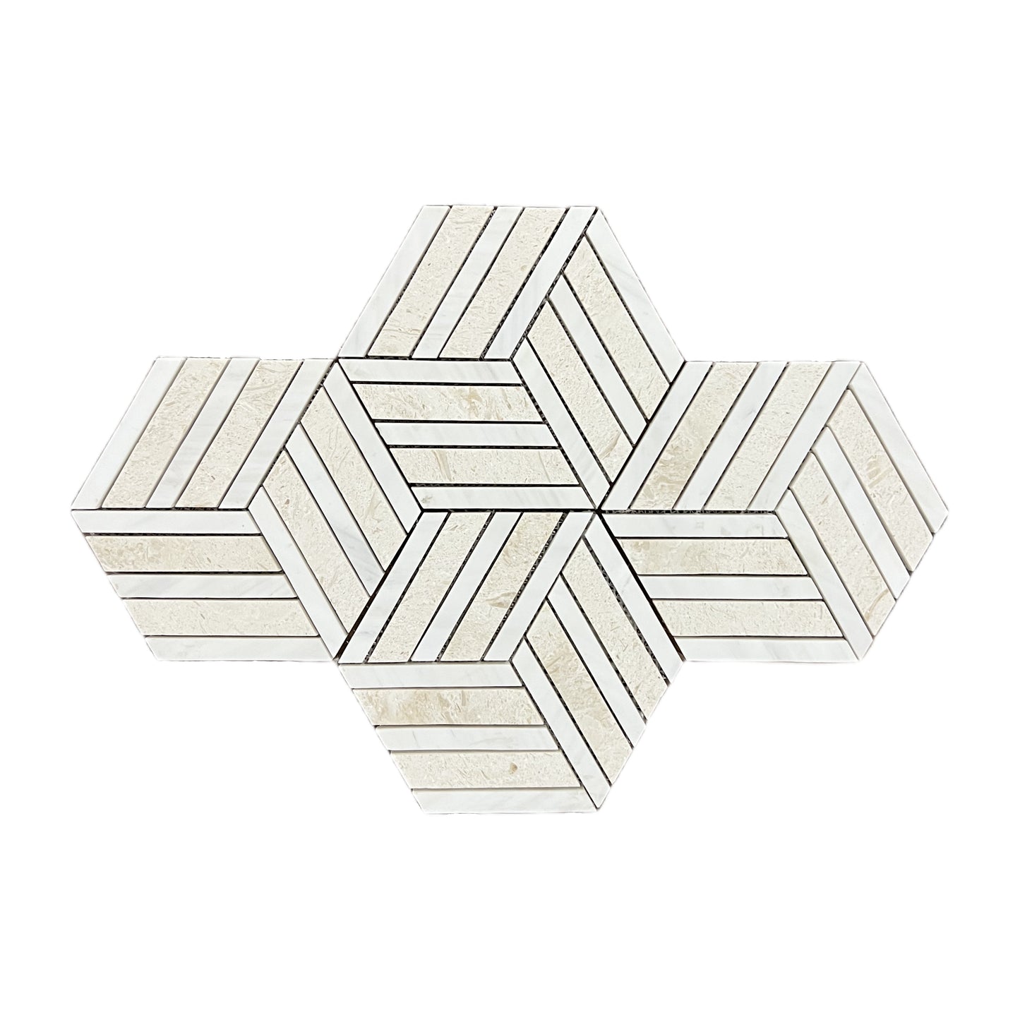 Split Hexagon Honed Dolomite Marble - Limestone Mosaic Tile