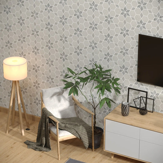 Starline White - Silver Tumbled Marble Mosaic Tiles