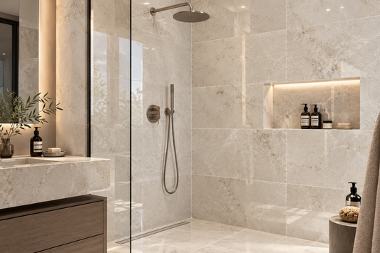 White Emperador Polished Marble Wall & Floor Tiles