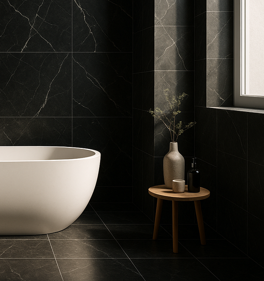 Nero Marquina Honed Marble Wall & Floor Tiles