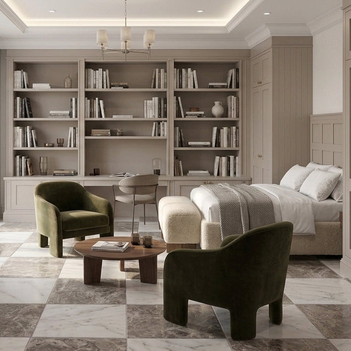Carrara White - Atlantic Grey Honed Chequerboard Wall & Floor Tiles