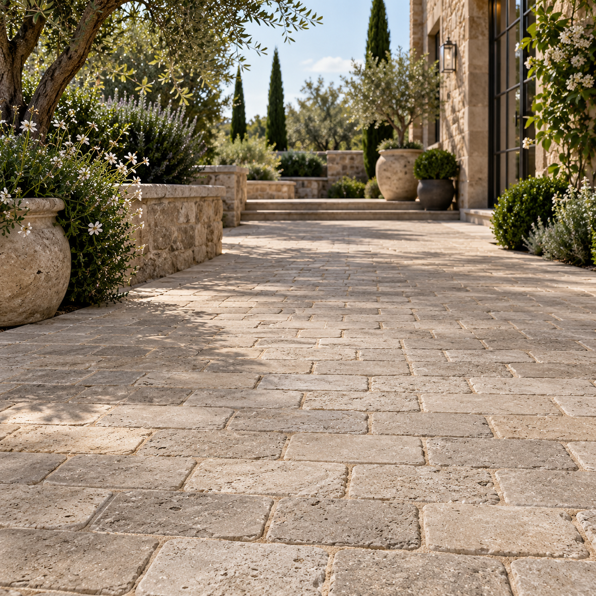 Dijon Seasoned Limestone Paving Cobbles