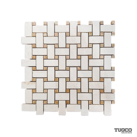 Basket Weave Myra Limestone Honed Marble Mosaic Tile
