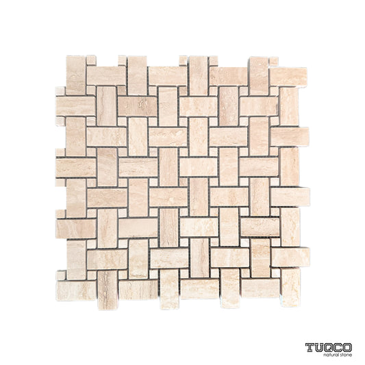 Basket Weave Travertine Polished Marble Mosaic Tile