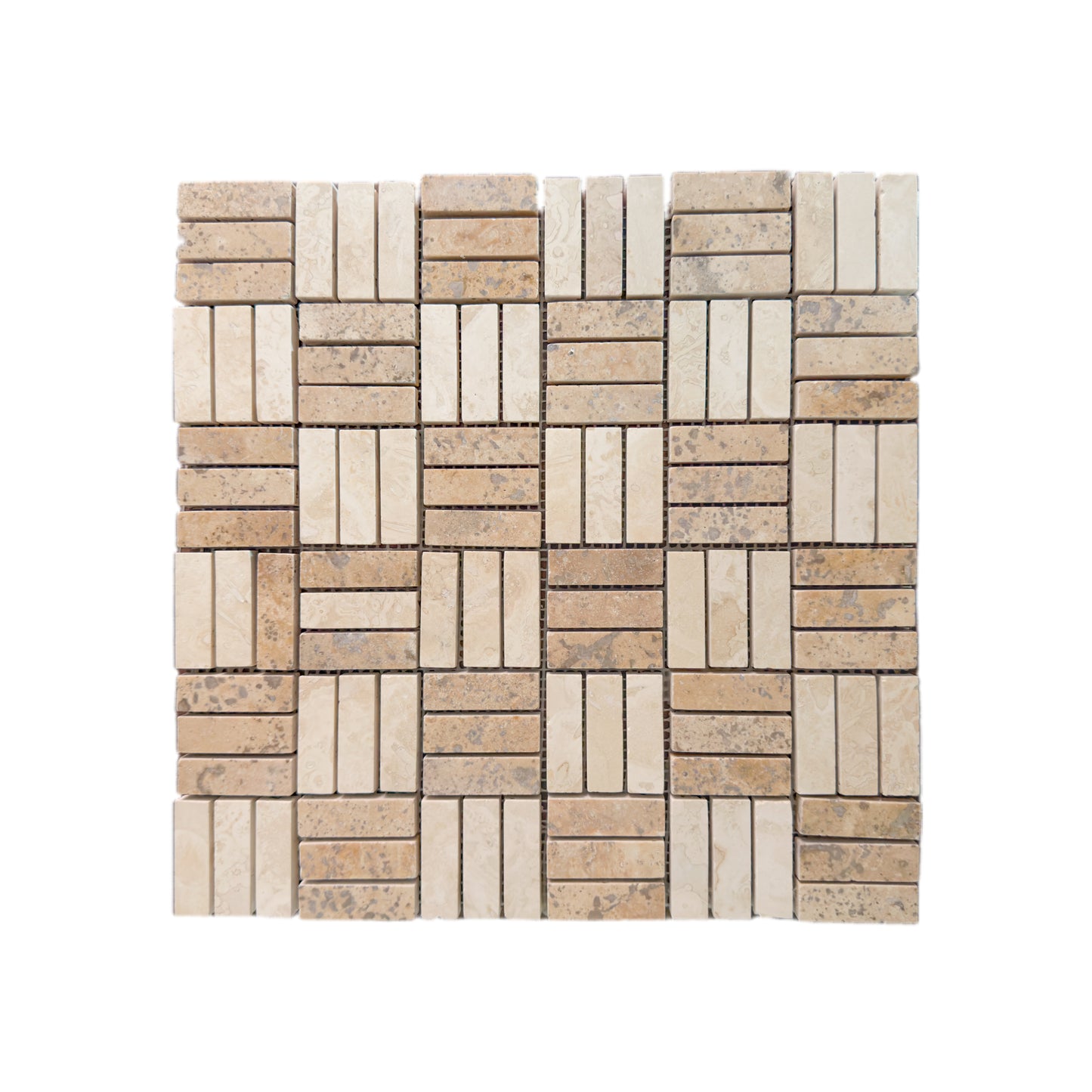 Travertine Light - Noche Jenga Honed Marble Mosaic Tiles