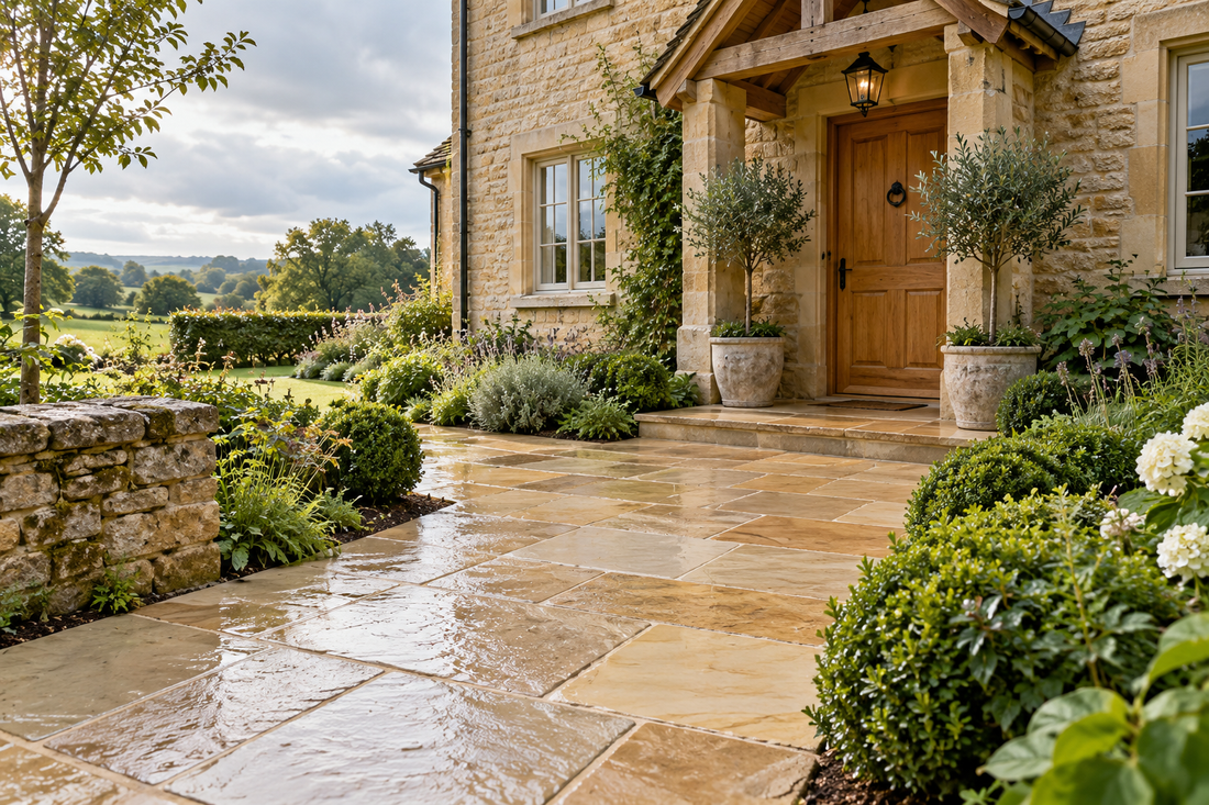 Natural Stone Paths & Patios in Wet Weather: A UK Drainage Guide