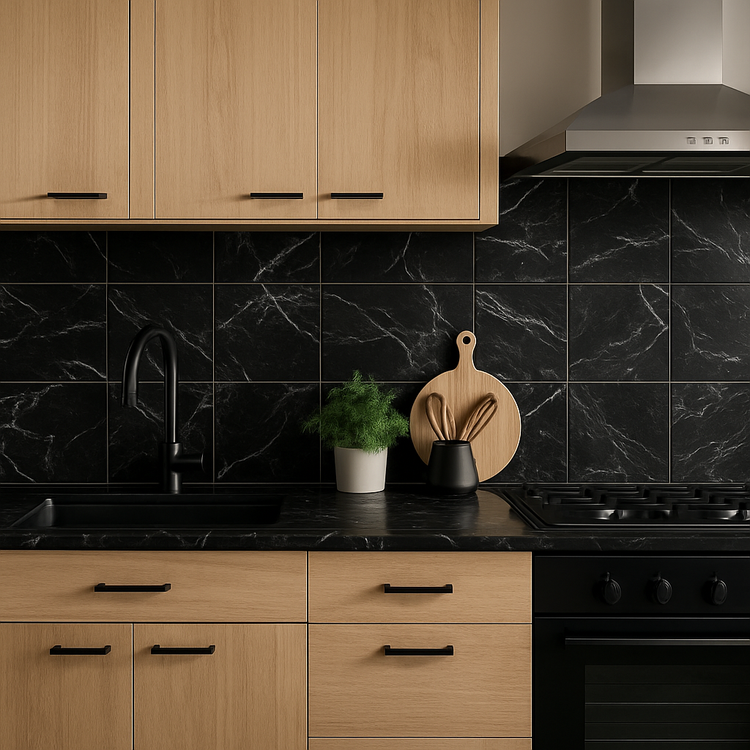 Black Tiles For Kitchen