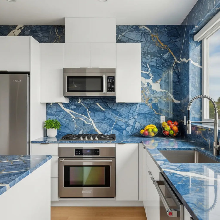 Blue Tiles For Kitchen