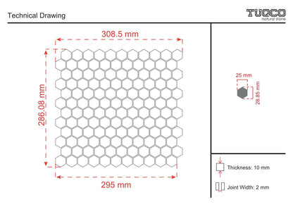 Calacatta Sugar Tumbled Marble Hexagon Mosaic Tile 23x23