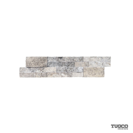 Split Face Silver Travertine Ledger Panel