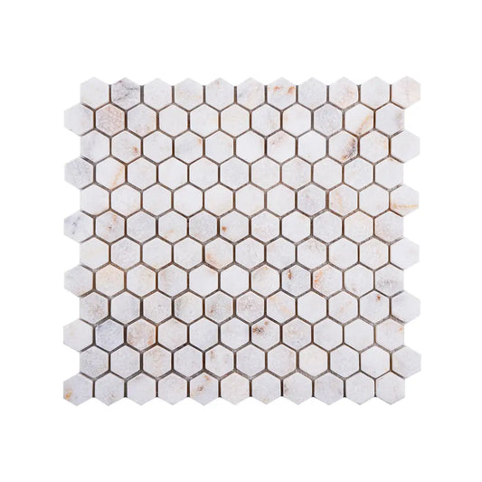 1 Inch Hexagon Golden Tumbled Marble Mosaic Tile