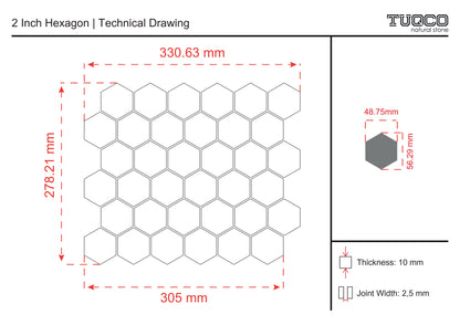 2 Inch Hexagon Mix Tumbled Travertine Mosaic Tiles