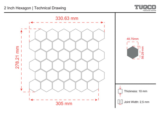 2 Inch Hexagon Fossil-Rustic Tumbled Travertine Mosaic Tiles