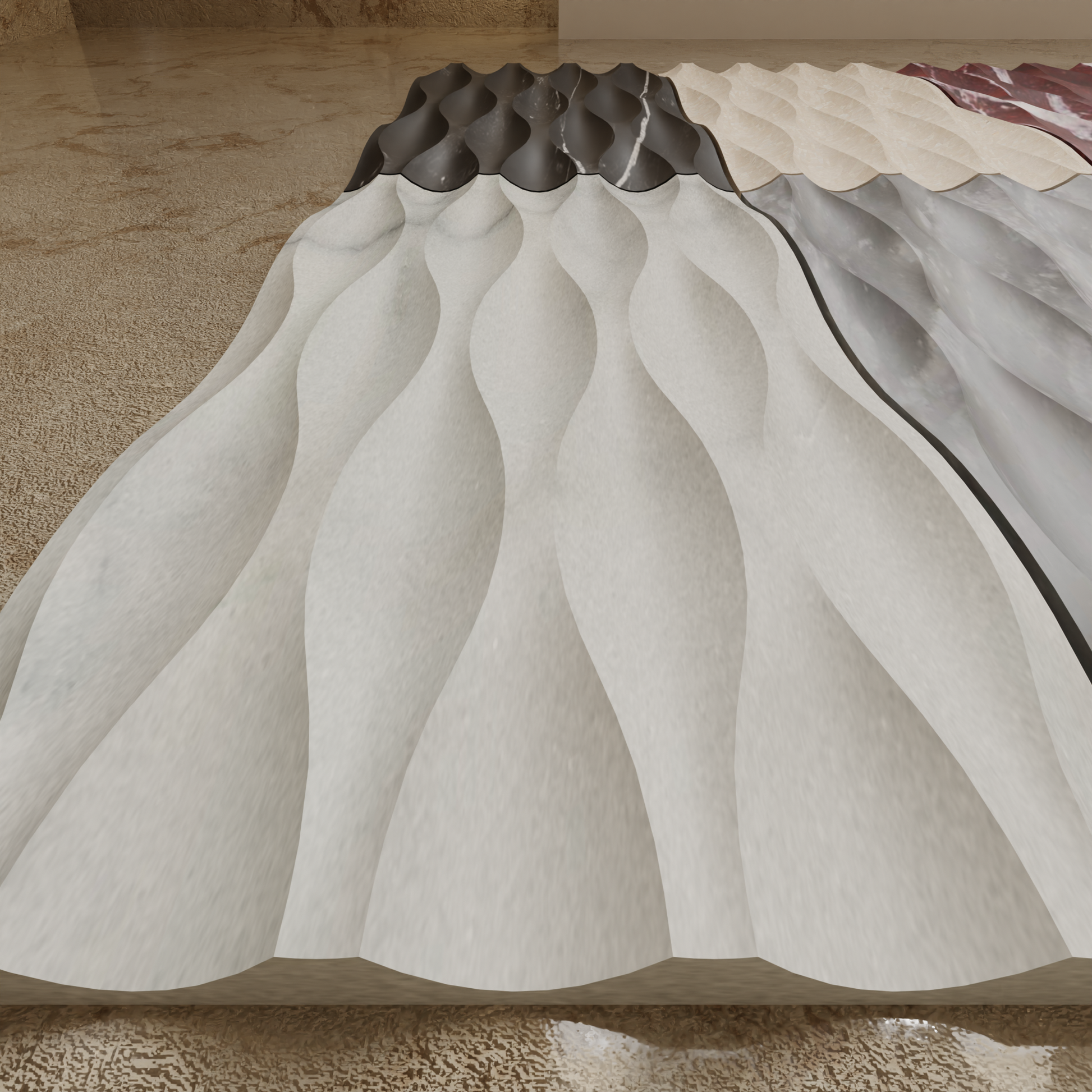 Beige Wave Marble Tile Natural Stone Texture