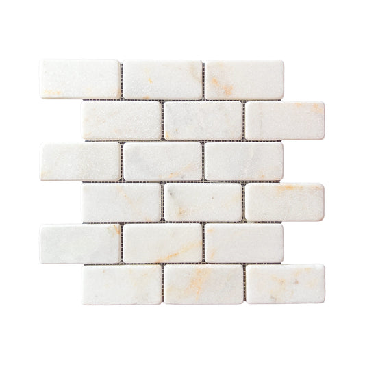 5x10cm Brick Golden Tumbled Marble Mosaic Tiles