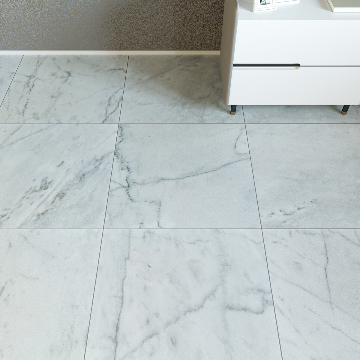 Carrara White honed marble wall and floor tiles