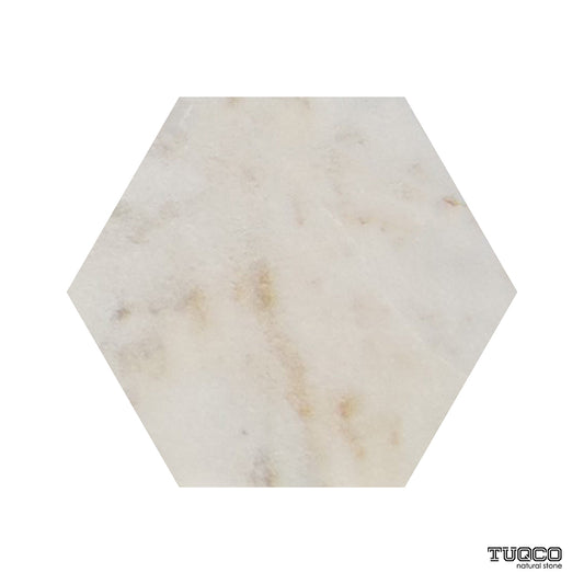 8 Inch Hexagon Golden Honed Marble Mosaic Tiles