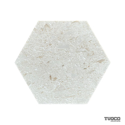 8 Inch Hexagon Myra Brushed Limestone Mosaic Tiles