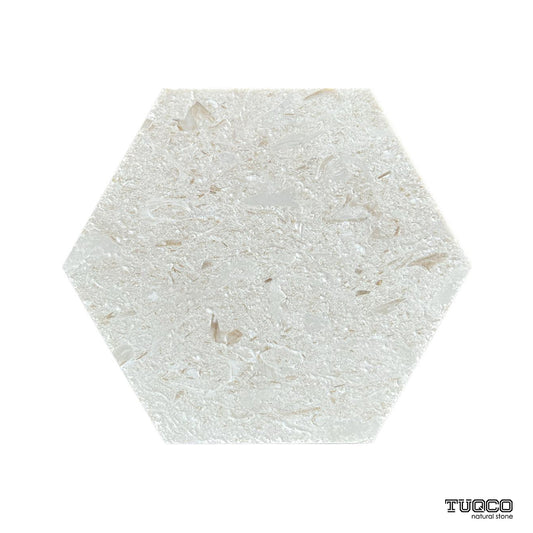 8 Inch Hexagon Myra Brushed Limestone Mosaic Tiles