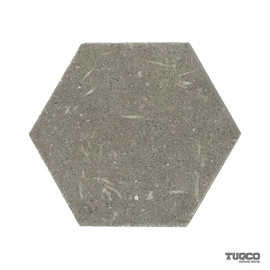 8 Inch Hexagon Rustic Green Honed Limestone Mosaic Tiles