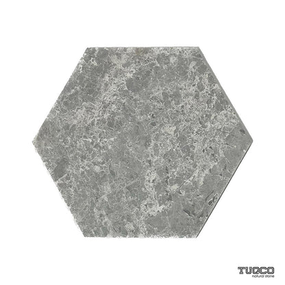 8 Inch Hexagon Silver Shadow Honed Marble Mosaic Tiles
