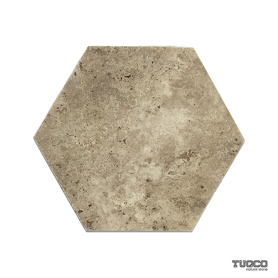 8 Inch Hexagon Valencia Honed Travertine Mosaic Tiles