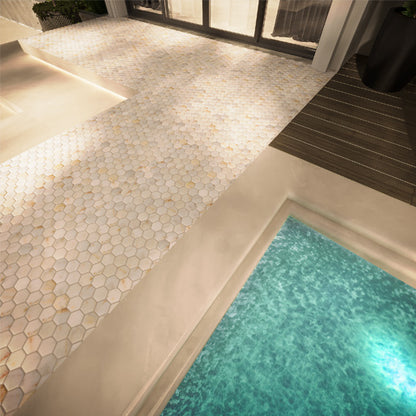 2 Inch Hexagon Golden Tumbled Marble Mosaic Tiles