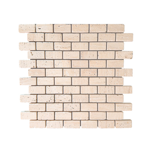 Classic Tumbled Travertine Brick Mosaic Tiles