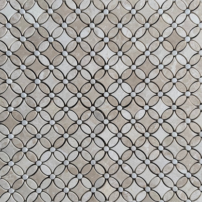 Belgravia Beige Polished Marble Flower Mosaic Tiles