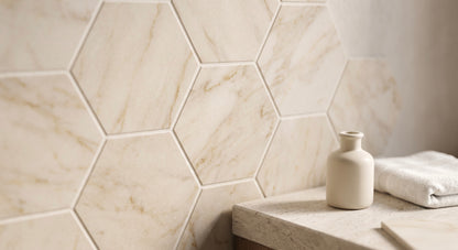 Calacatta Sugar Honed Marble Hexagon Wall & Floor Tiles