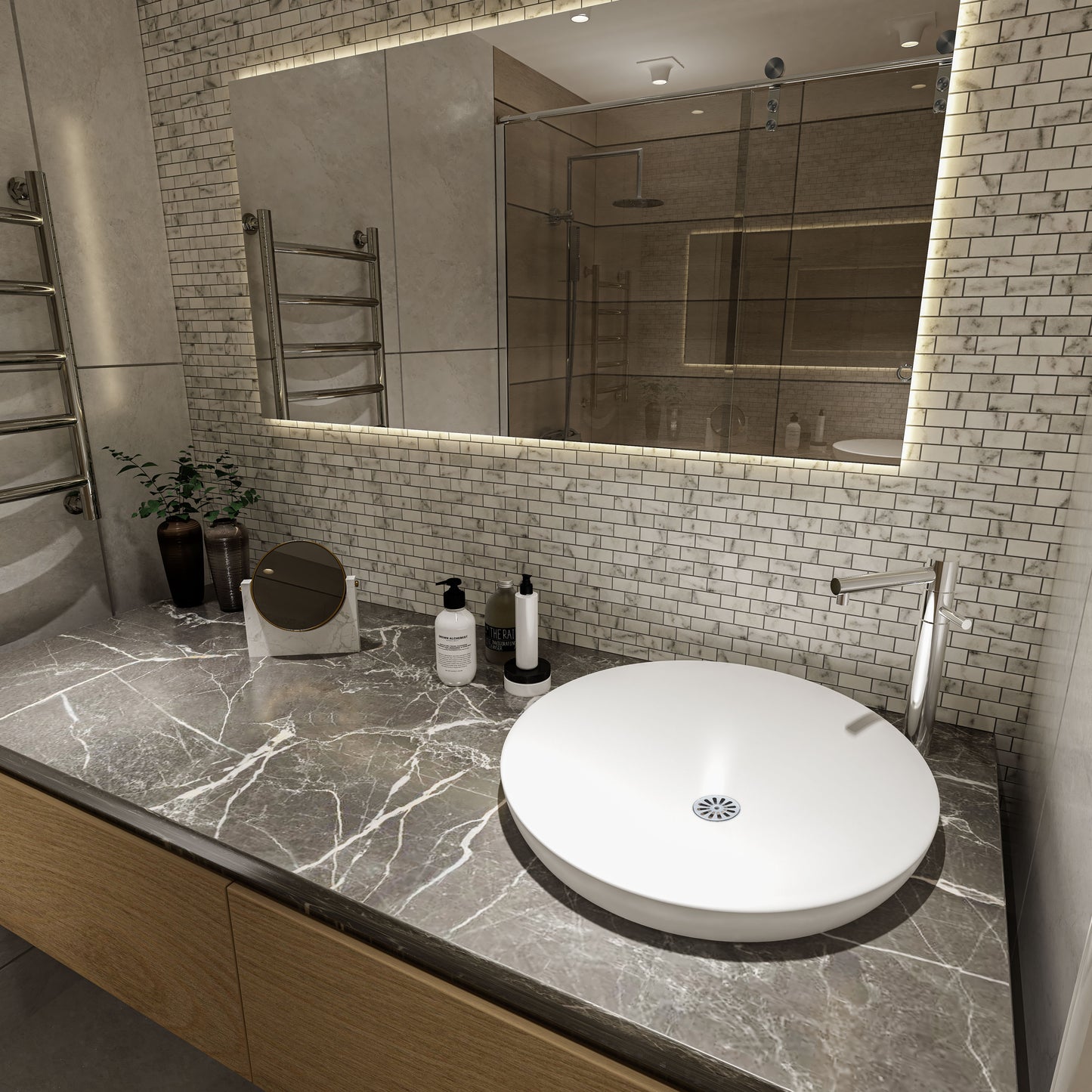 2,3x4,8 Brick Carrara Polished Marble Mosaic Tiles