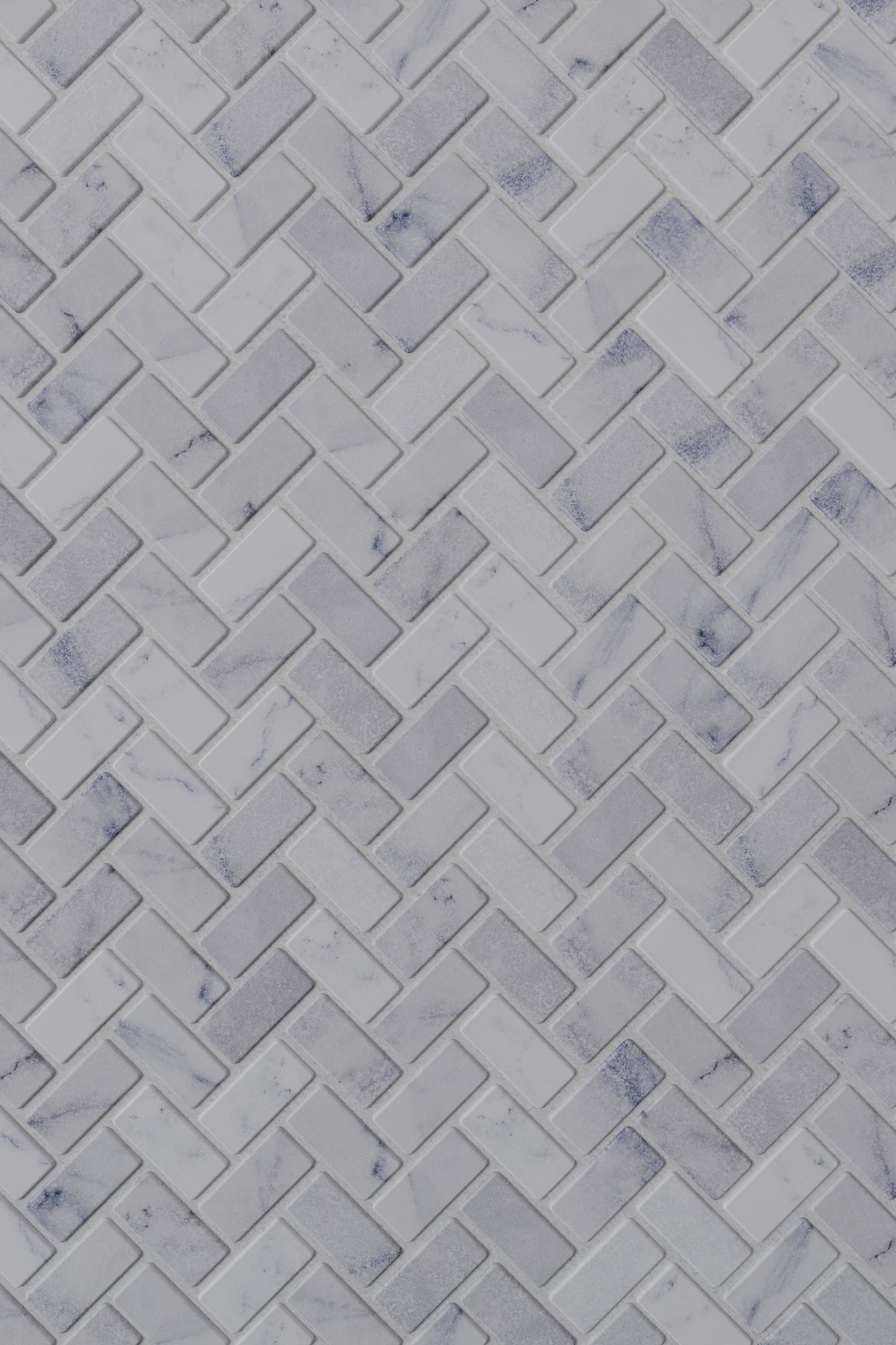 Carrara White Tumbled Marble Herringbone Mosaic Tiles