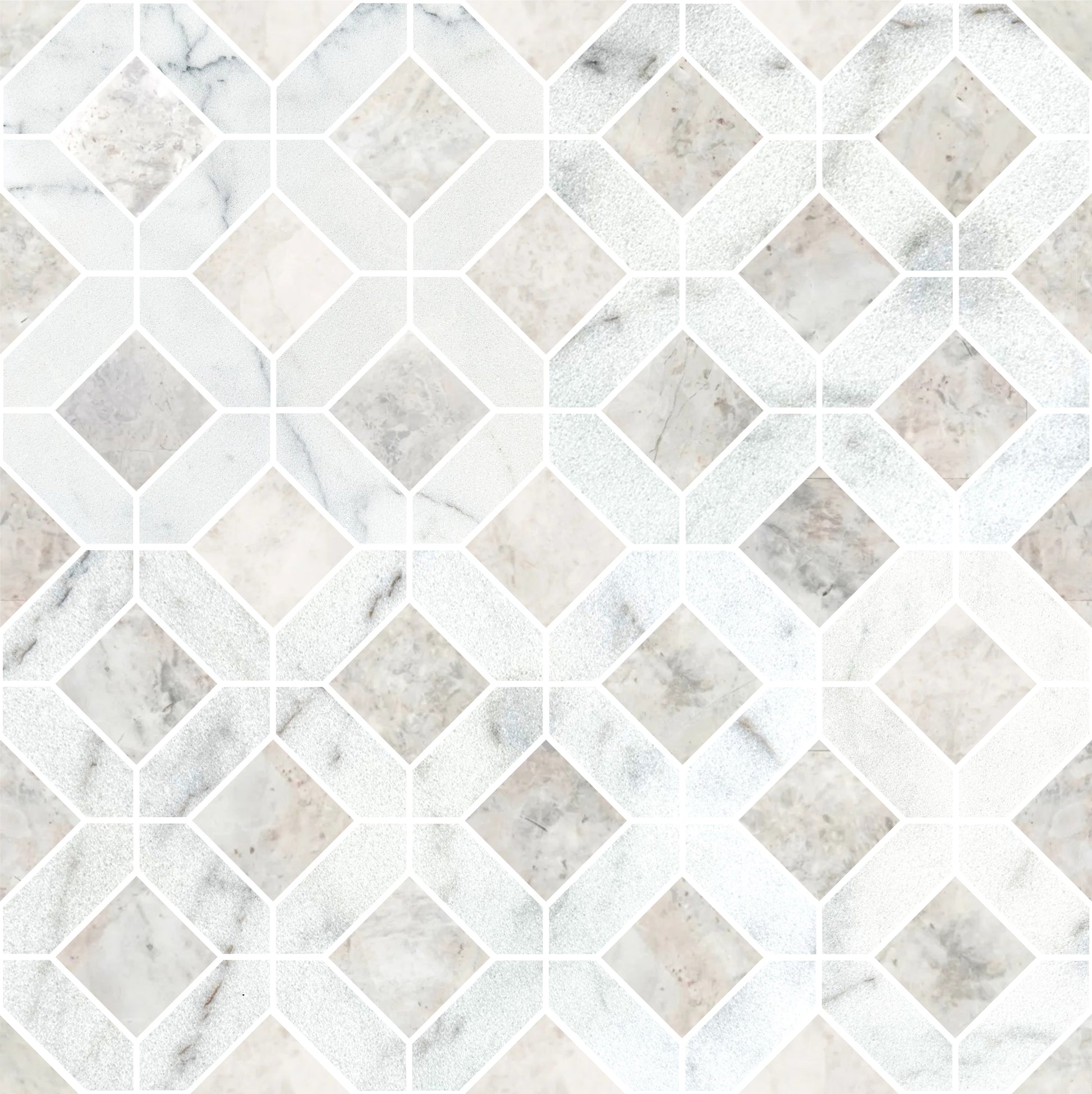 Carrara White - Nimbus Honed Marble Window Mosaic Tiles Bathroom Installation