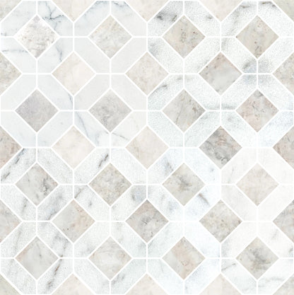 Carrara White - Nimbus Honed Marble Window Mosaic Tiles Bathroom Installation