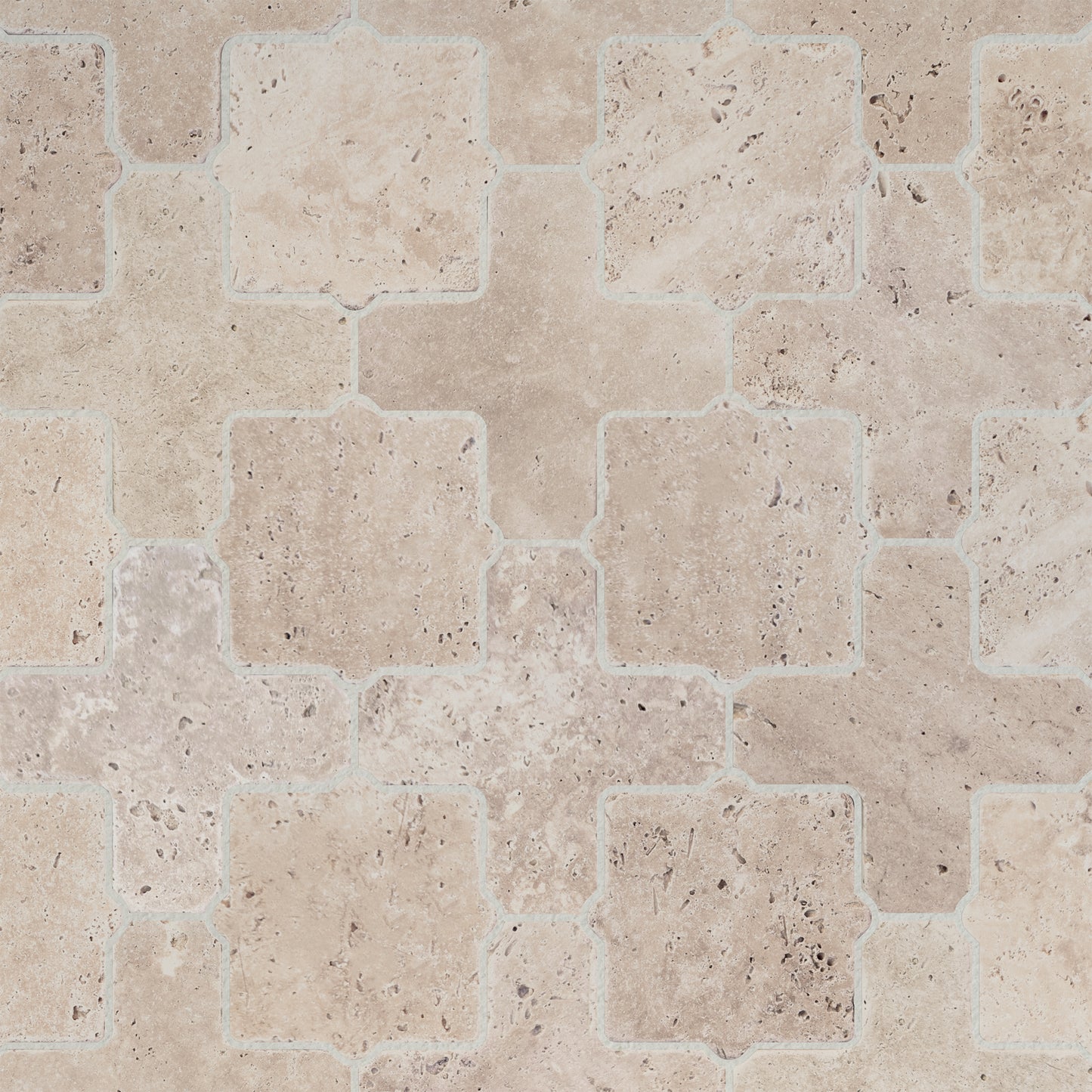 Classic Tumbled Travertine Casablanca Mosaic Tiles Bathroom Installation